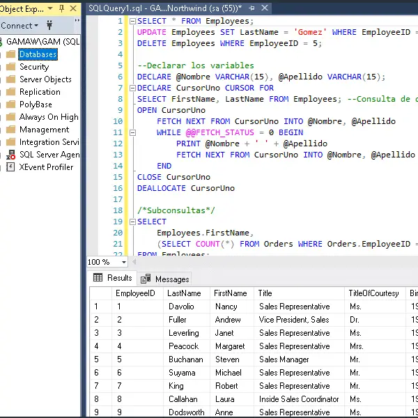 Declaración de variables en SQL Server